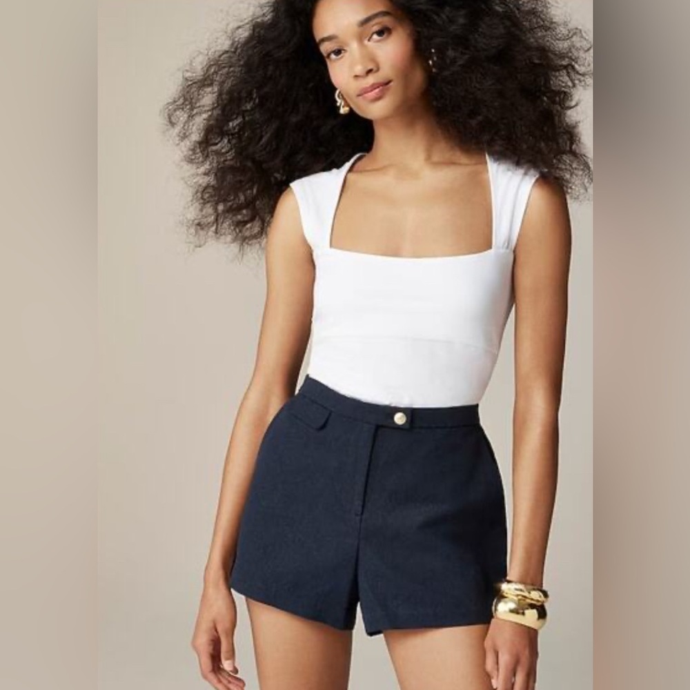 J.Crew Squareneck cap-sleeve top in stretch cotton blend